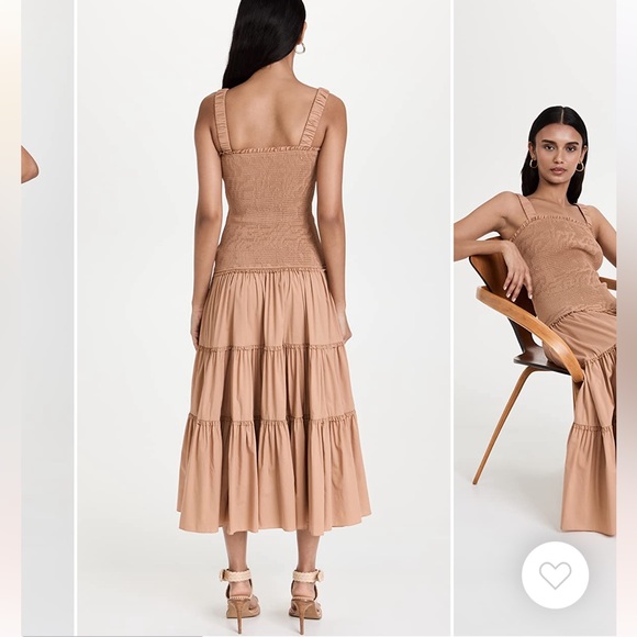 NWT Cinq à Sept Rina Smocked Tiered Midi Dress in Sahara - Picture 4 of 13